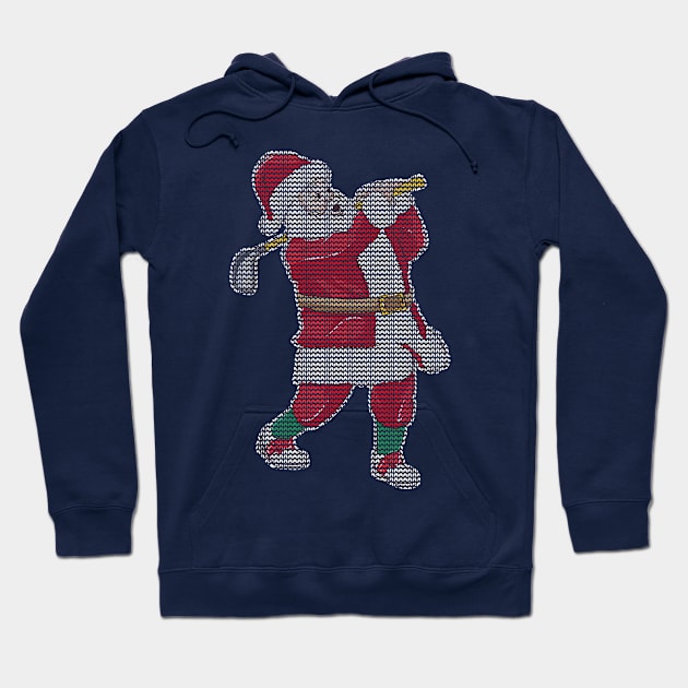 Golfing Santa Claus Golf Golfer Christmas Knit Pattern Hoodie by E